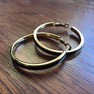 Gold and Black Kate Spade Hoop Earrings